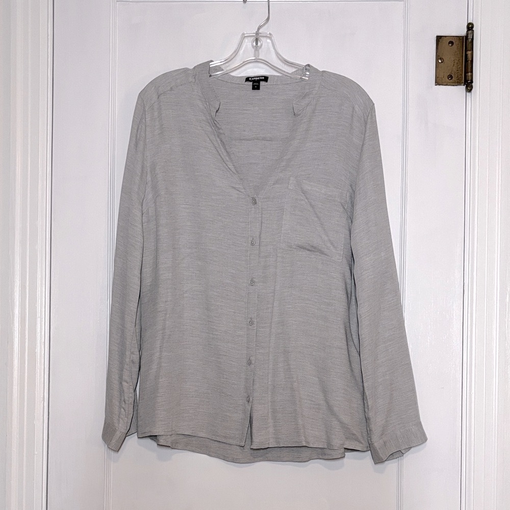 Express - Gray‎ Button-Up Blouse